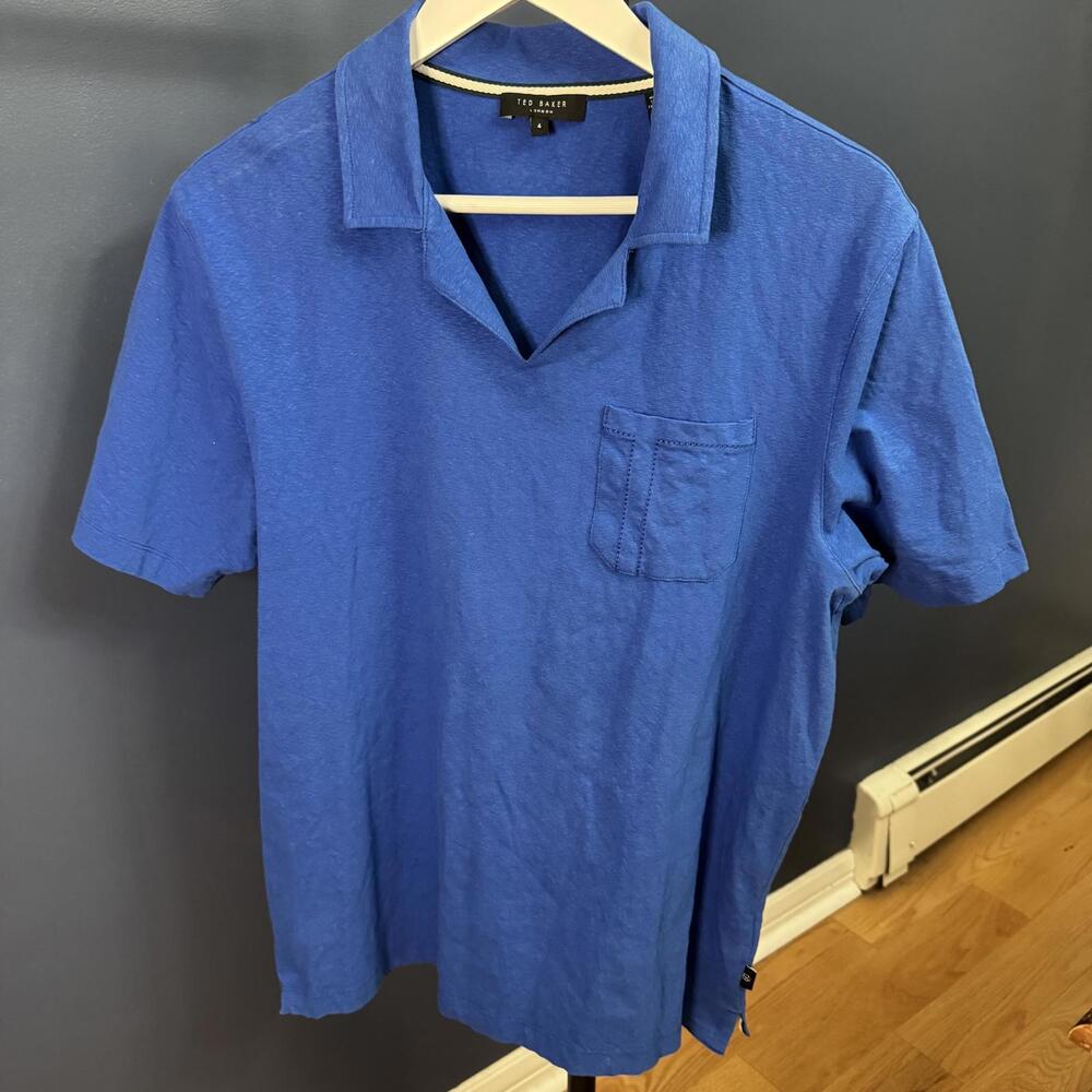Ted Baker, Mens Polo Shirt, T-Pocket Design, Blue Large